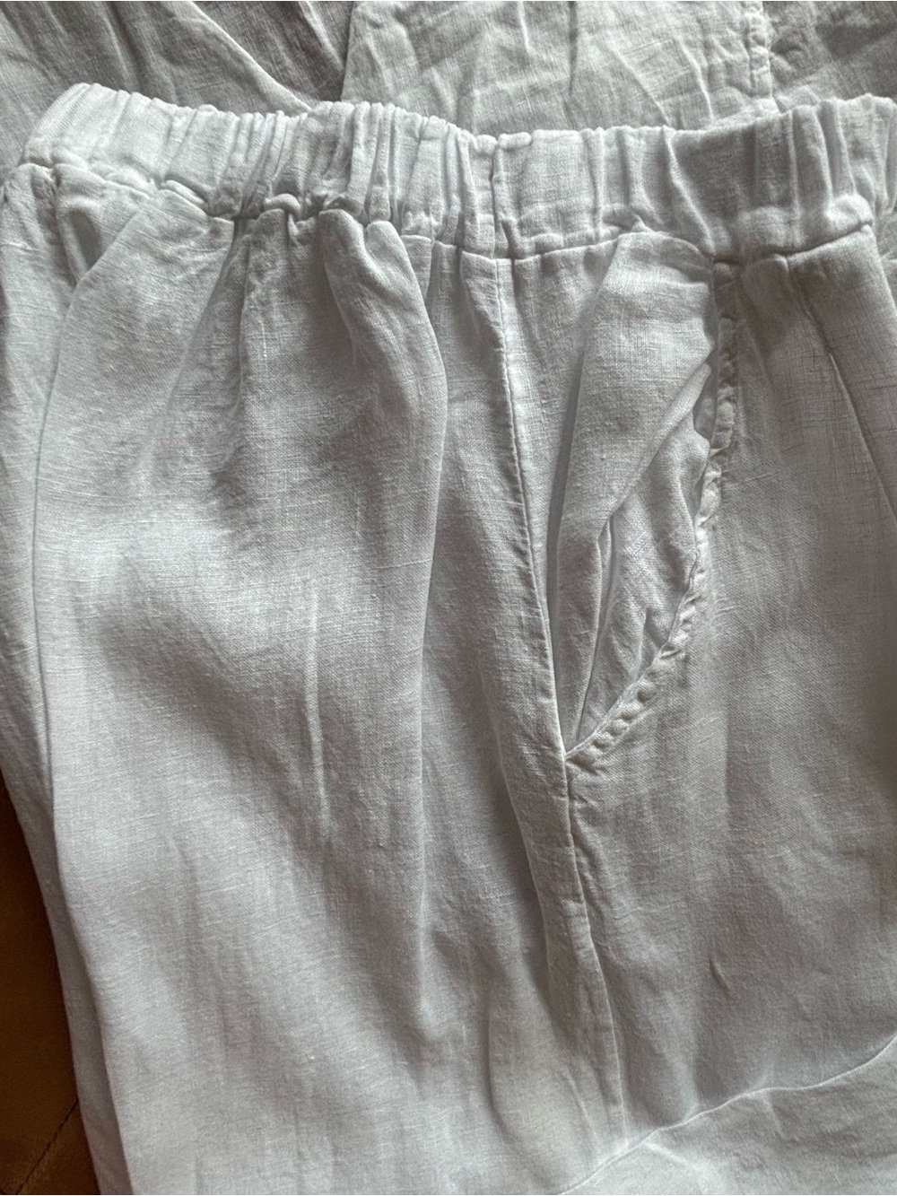Pistache 100% Linen Vest and Cropped Pants Matching Set, Size Medium, White - Picture 7 of 14
